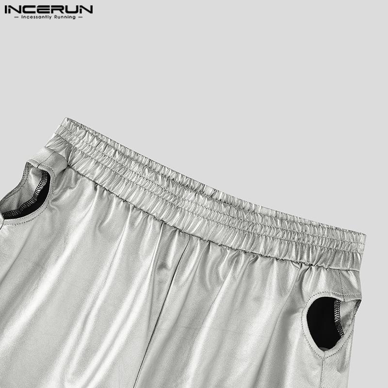 INCERUN Women Men Elastic Waist Glitter Back Hollow Fitted Mini Pants Shorts