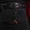 Versatile Keychain 1/2/3Pcs Pendant, Black Alloy Spring Buckle Key Chain, Double-Layer Plush Bat Denim Bag Charm Wings Holder, Goth Style Red