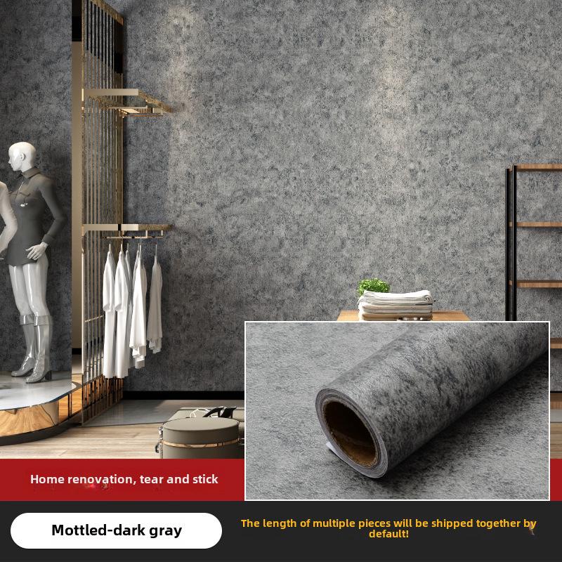 Industrial-Style Gray Micro Cement Self-Adhesive Waterproof Wallpaper for Bedroom or Clothing Store