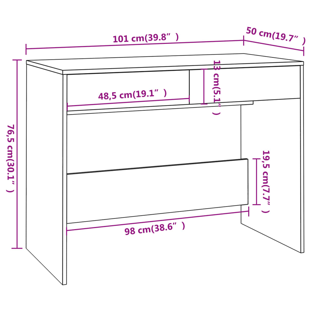 Desk Sonoma Oak 101 x 50 x 76.5 cm Particleboard