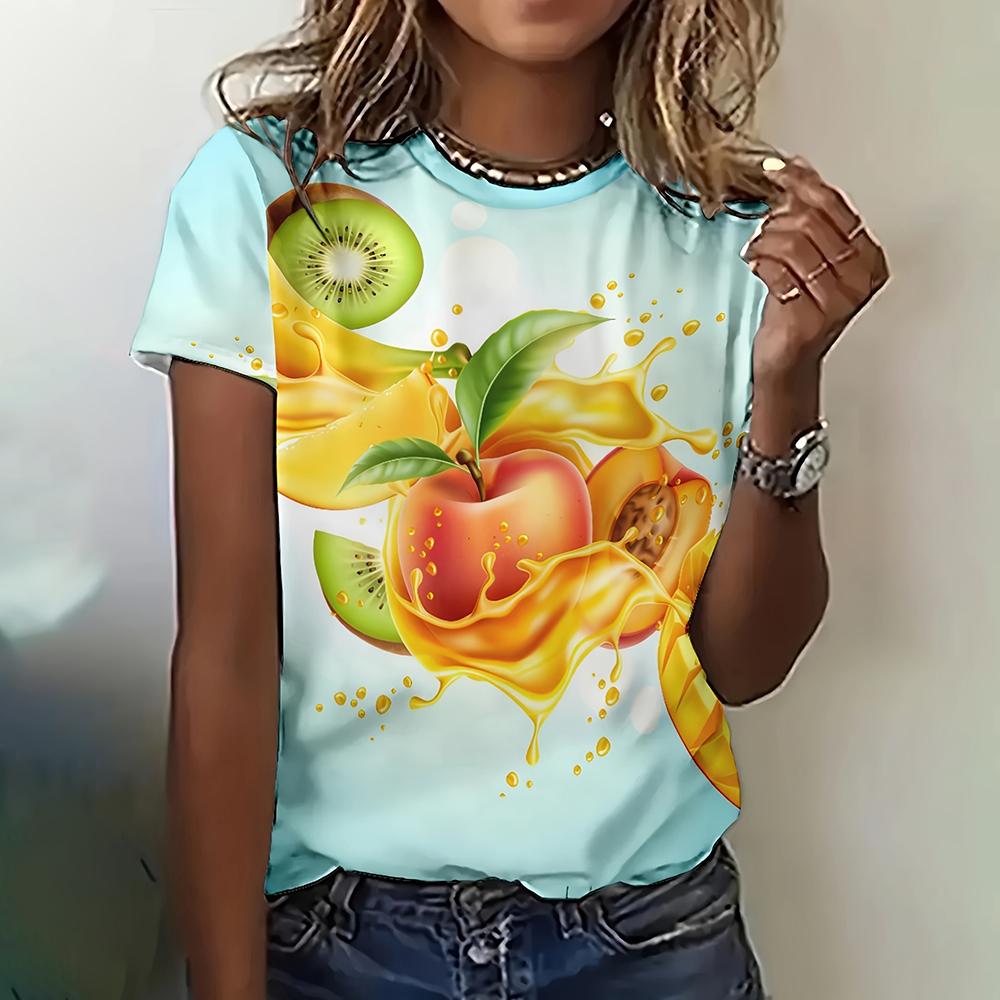 Summer Fruit Lemon Avocado 3D Print Women Streetwear Casual Fashion Short Sleeve T Shirt O-neck Tops Tees