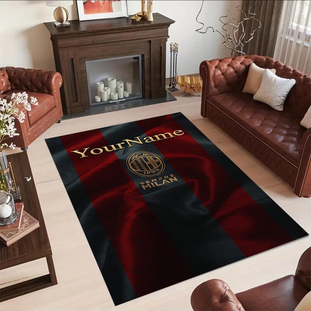 Ac Milan Customizable Name Floor Mat Suitable for Game Room Foyer Dormitory Dining Room Anti-slip Rug Decorate Offices