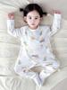 Autumn Pure Cotton Tagless Newborn Bodysuit with Double Layer Belly Protection and Long Sleeves - Baby Pajamas & Home Wear.