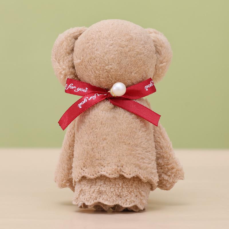 Coral Fleece Pineapple Grid Little Bear Towel - 30*30, Party Favor Gift