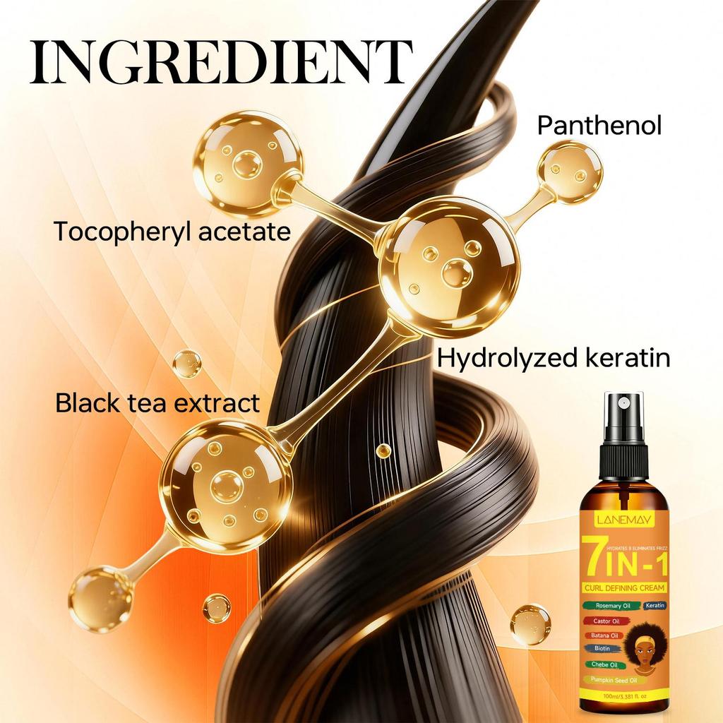 7 in1 Curl Defining Spray-24H Permanent StlyingFluffy And Lightweight-Gentle And Non-irritating-Suitable For All Hair Types, 100ml