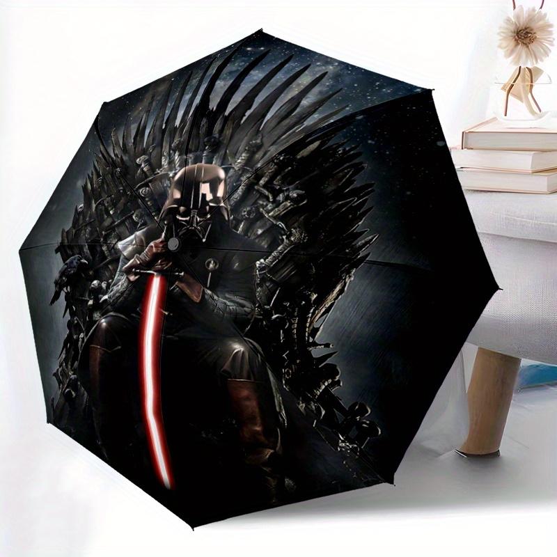 1pc Star Wars Darth Vader Iron Throne Cartoon Umbrella, Portable 3-Fold Compact Umbrella, Suitable for Camping, Hiking and Travel, Ideal Easter Birthd