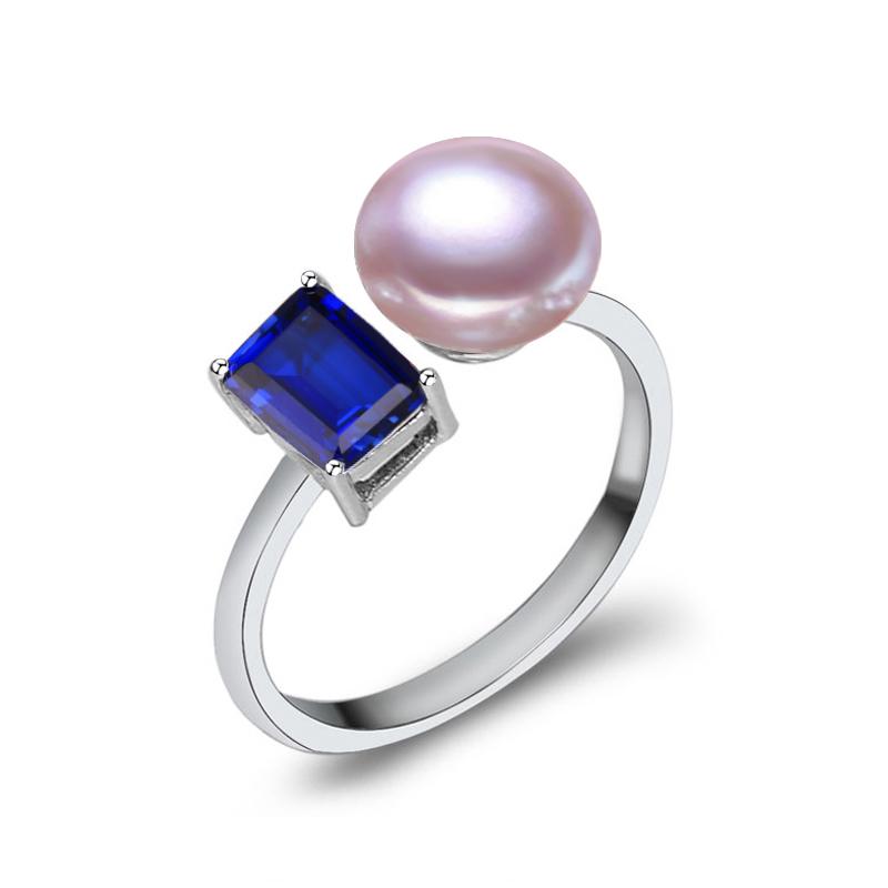 Кільця з натуральними прісноводними перлами LSOOYH для жінок, модні бохо-блакитні кришталеві кільця, ювелірні вироби з перлами