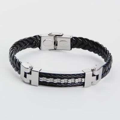 Herren Hip-Hop PU Leder geflochtenes Armband Armreif