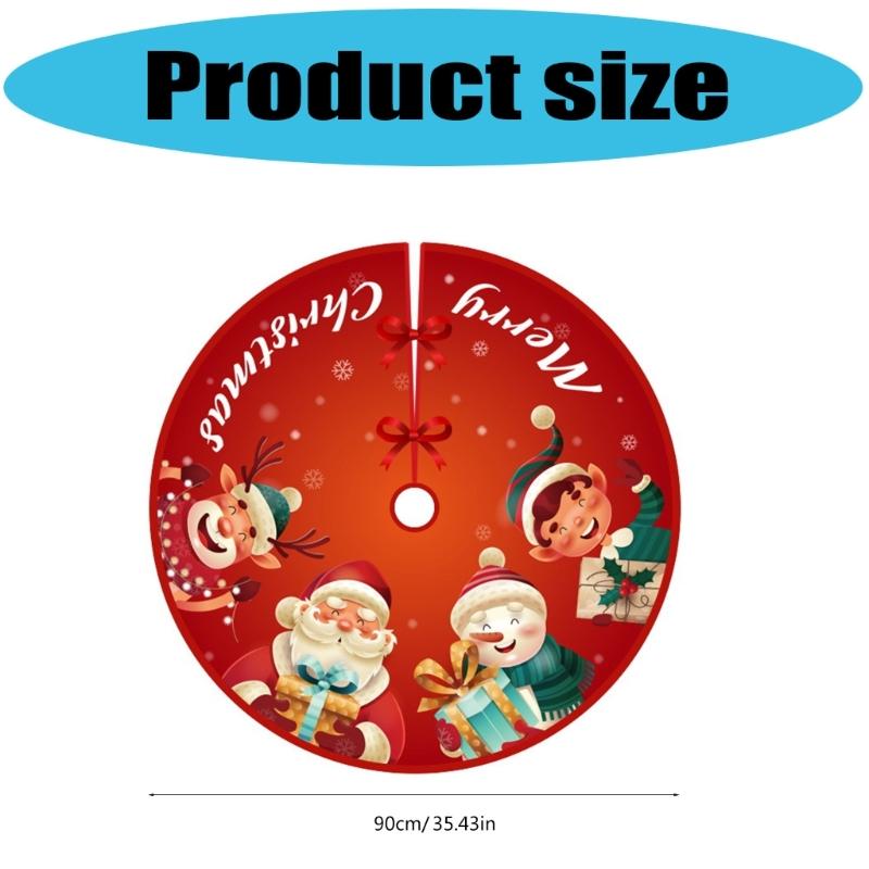 Cartoon Christmas Tree Skirt Ornament 35Inch Christmas Tree Mat Machine Washable for Home Holiday Party Decoration