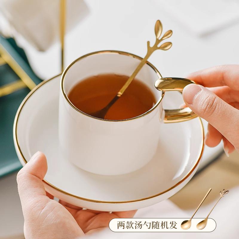 Mugs Hotel Coffee Cup Exquisite Mug Dish Ceramic Drinking Cup with Spoon Office Breakfast Cups Couple s Cups Companion Gift  200ml