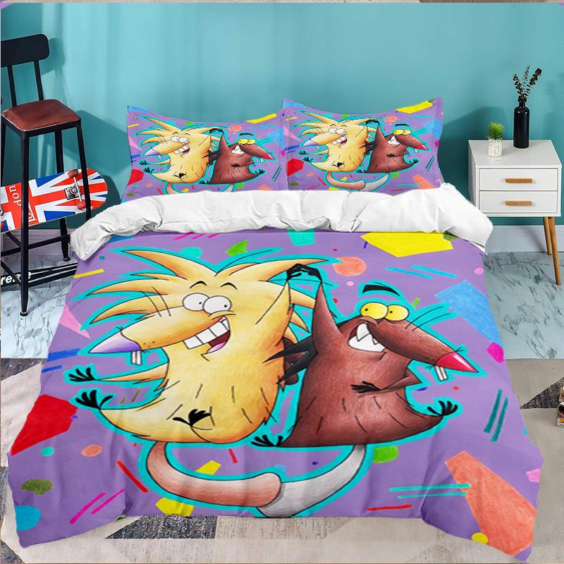 Angry Beavers Adventure 3pcs Bedding Set,Including 1pc Duvet Cover And 2pcs Pillowcases Perfect Gift for Christmas,Ideal for Bedroom, Dormitory