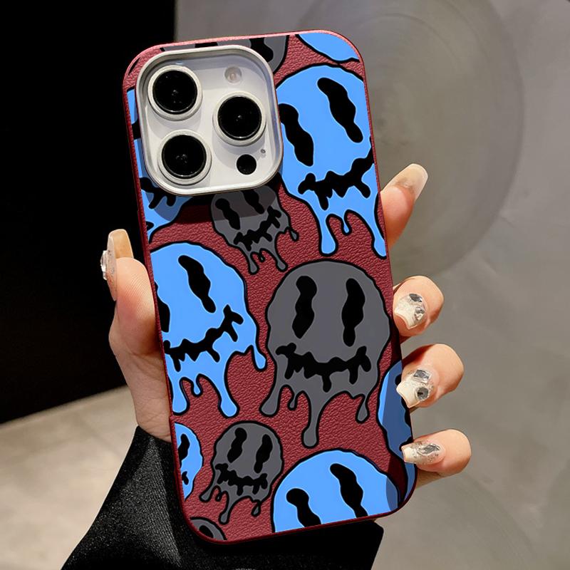 

Ghost Skeleton Phone Case For iPhone 16 16e 15 Pro Max 14 13 12 11 ShockProof Magnetic Leather Texture Silicone Case Cover iPhone 11 червоний