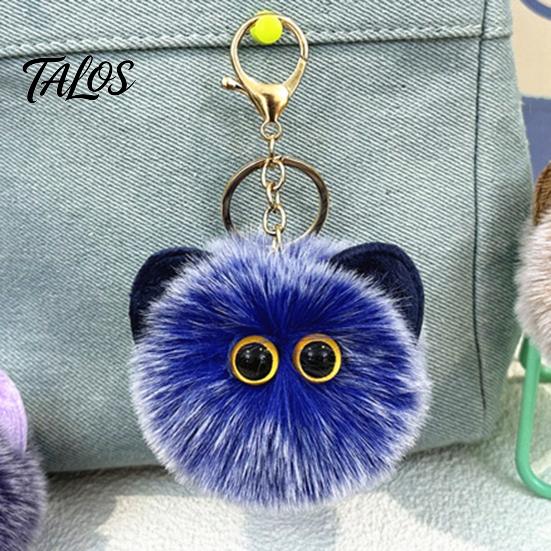 Soft Pompom Keychain Plush Cat Ball Keychain, Fluffy Kitten Bag Charm, Pendant with Lightweight Metal Lobster Clasp, Backpacks Keys Decorative