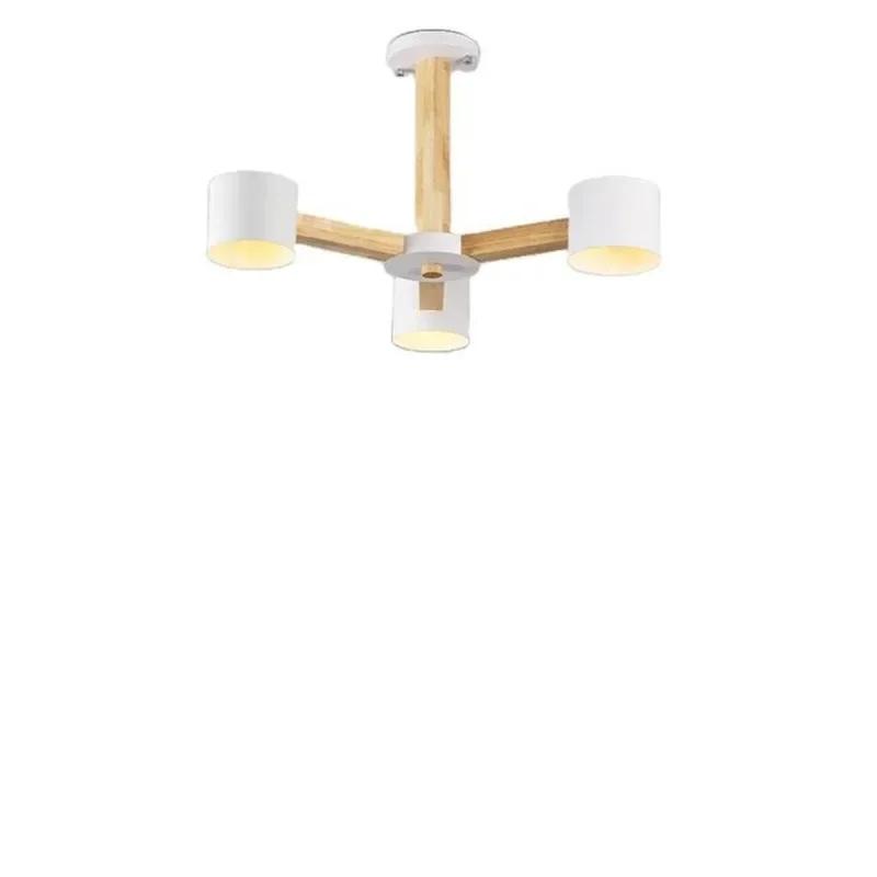 Nordic Modern Wrought Iron Solid Wood E27 Chandelier Bedroom Kitchen Living Room Restaurant Personality Lighting Fixture Home De