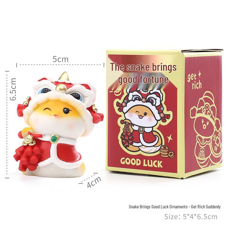 Guochao Zodiac Snake Figurine: Year of the Snake Desktop Ornament, Spring Festival Creative Gift