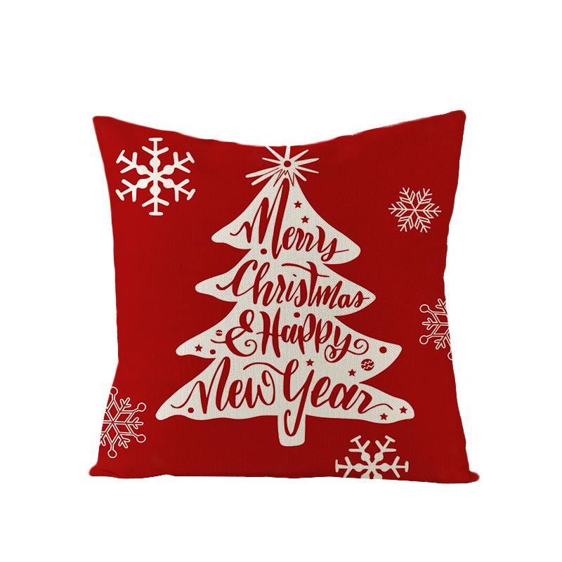 Watercolor Red Christmas Pillow Cover Polyester Printed Holiday Pillow Cartoon Pillow Cover