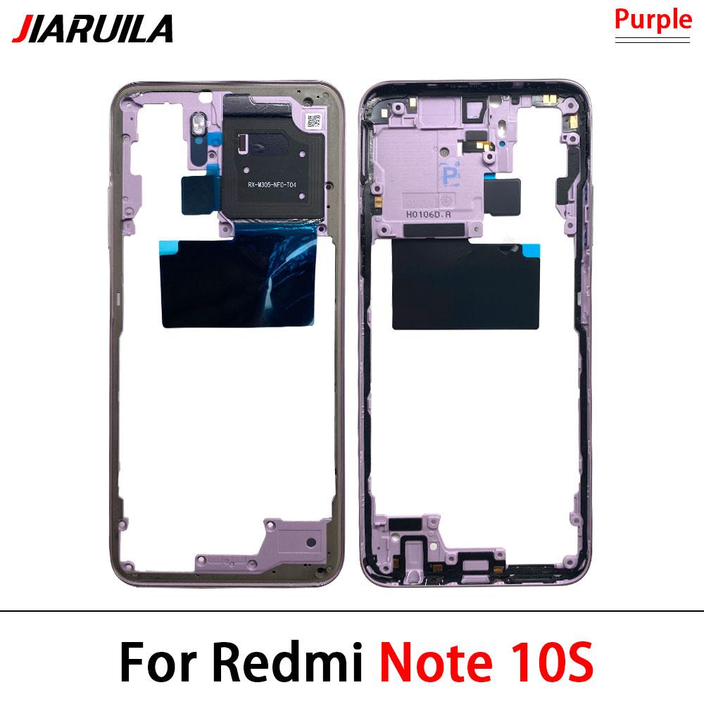 Tested For Xiaomi Redmi Note 10S 10 4G 5G Housing Middle Frame Case Middle Frame Bezel Plate Replacement Parts With Side Key