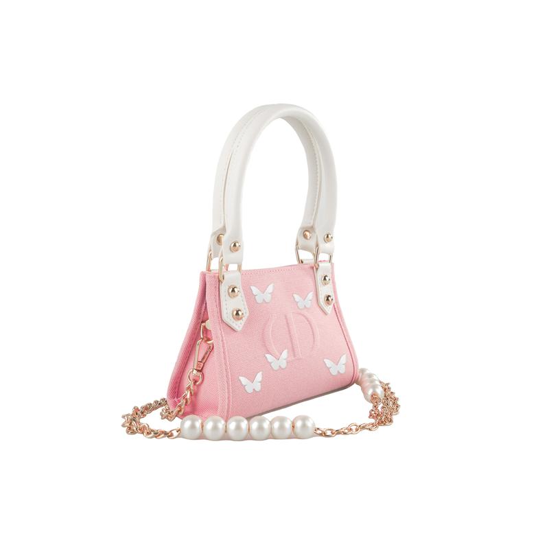Dior DIY-Stil Kosmetiktasche RISK Zhuang Sheng Xiaomeng Handtasche Umhängetasche Leinwand Schmetterling Rosa und Weiß