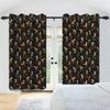2pcs/set Skeleton Skull Black Window Curtain Horror Halloween Haunted House Home Bedroom Decor Blackout Polyester Fabric Curtain