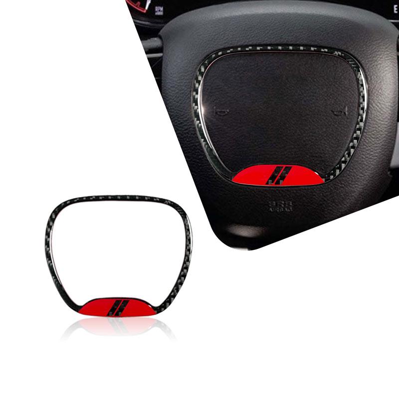 For Dodge Challenger Charger Ram 1500 Decor Carbon Fiber Steering Wheel Center Ring Trim Cover Sticker Interior Accessories U111