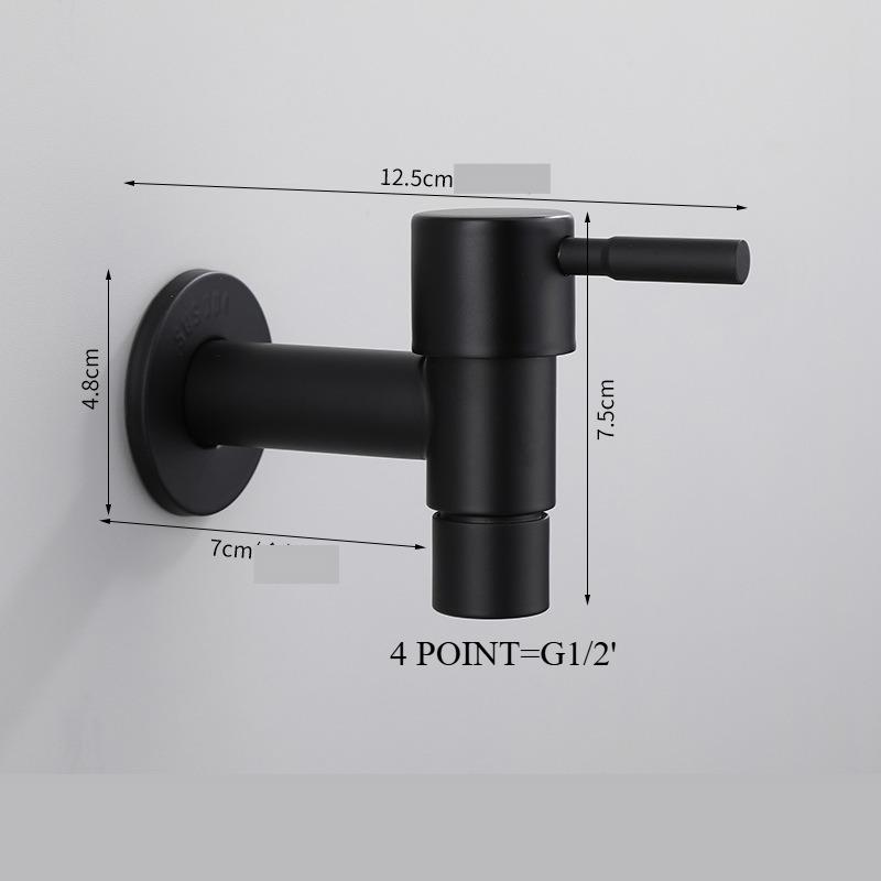 Brass Black Faucet Extended Outdoor Garden Faucet Wall Mounted Bathroom Corner Washing Machine Faucet