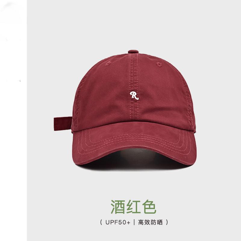 R standard embroidered soft-top baseball cap for women, small face, summer visor hat for men, four-season deep top cap