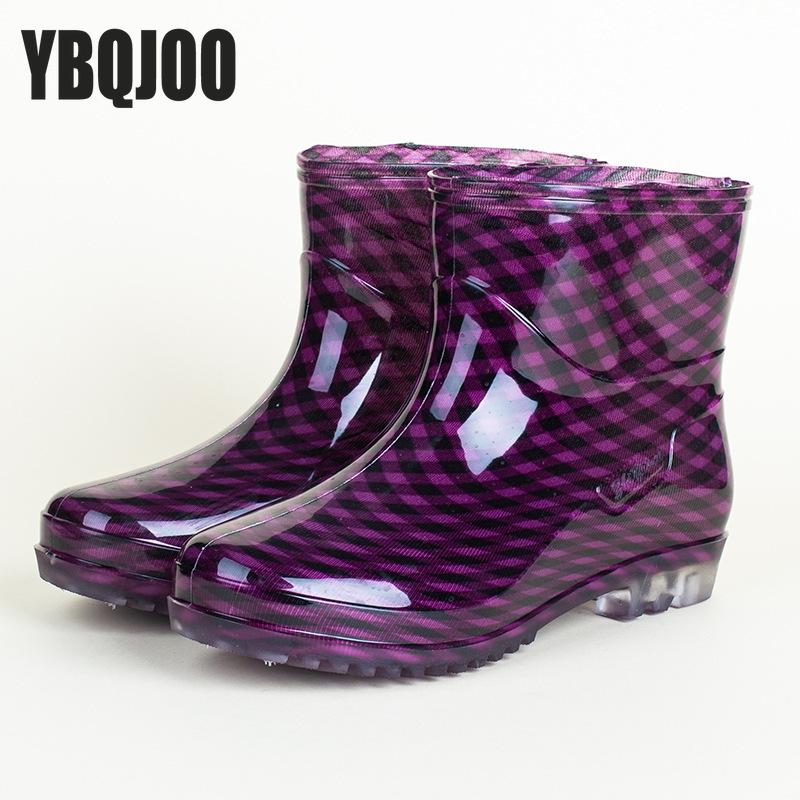 Women's Versatile Rain Shoes Black Ladies Dots Waterproof Kitchen Work Rubber Shoes Non-slip Short Tube Rain Boots Summer Shoes