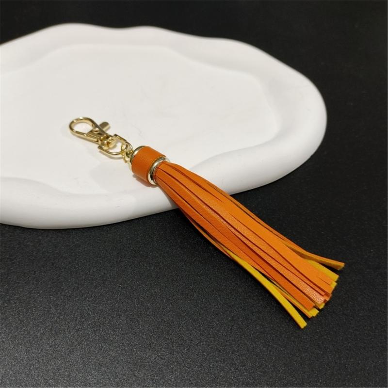 Handmade Tassels Keychain Bag Charm Stylish PU Leather Tassels Keychain Pendant With Metal Rings For Secure Attachment