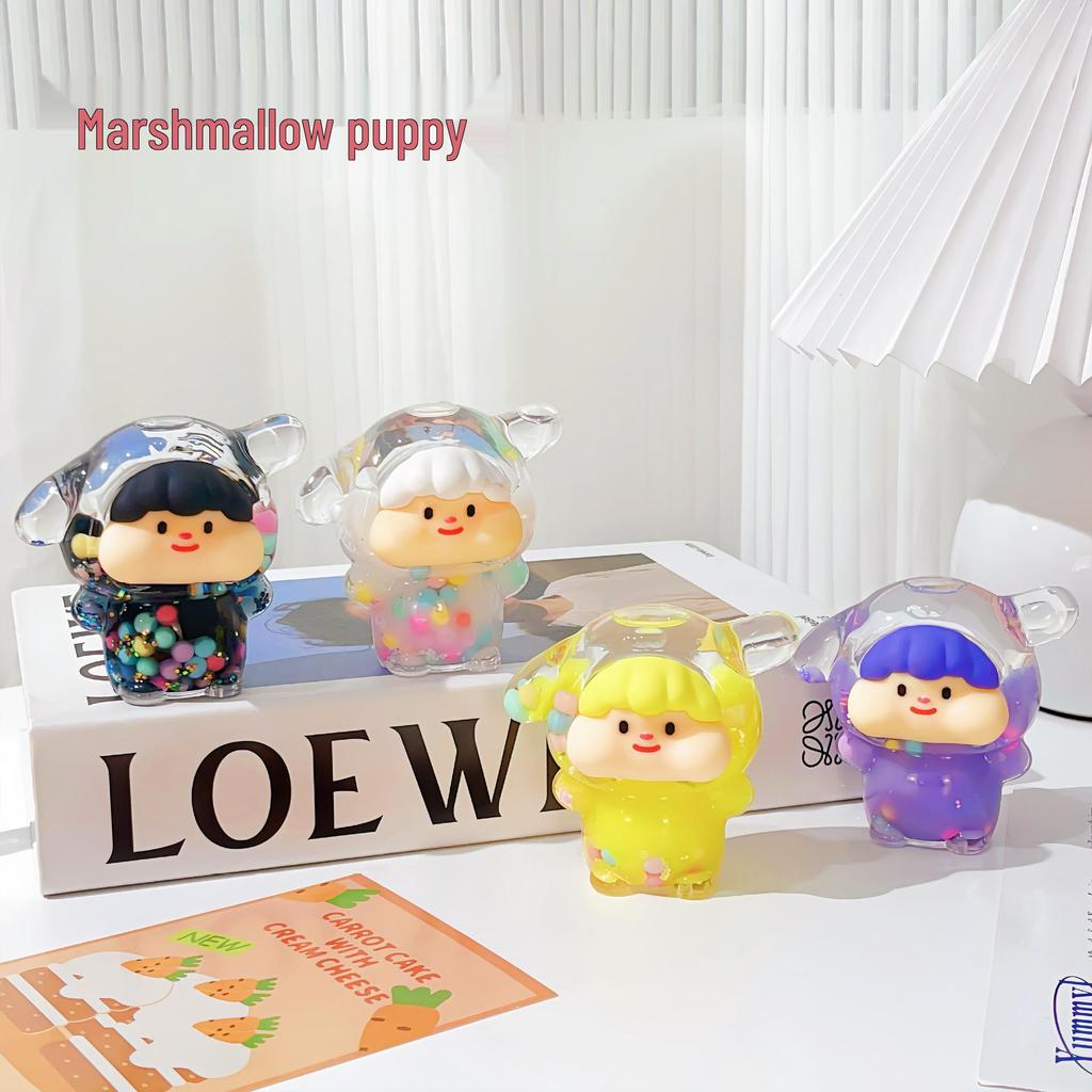 Marshmallow Puppy Night Glow Cartoon Liquid Sand Oil Filled Ornament Blind Bag