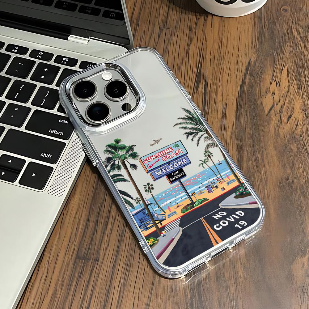 

Summer beach tourist scenery Phone Case For Google Pixel 10 9 8 7 8A 9A XL Pro 4G 5G Transparent Soft Silicone TPU Back Cover Pixel 8 Pro 5G