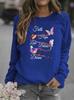 Butterfly Print Women's Round Neck Hoodie