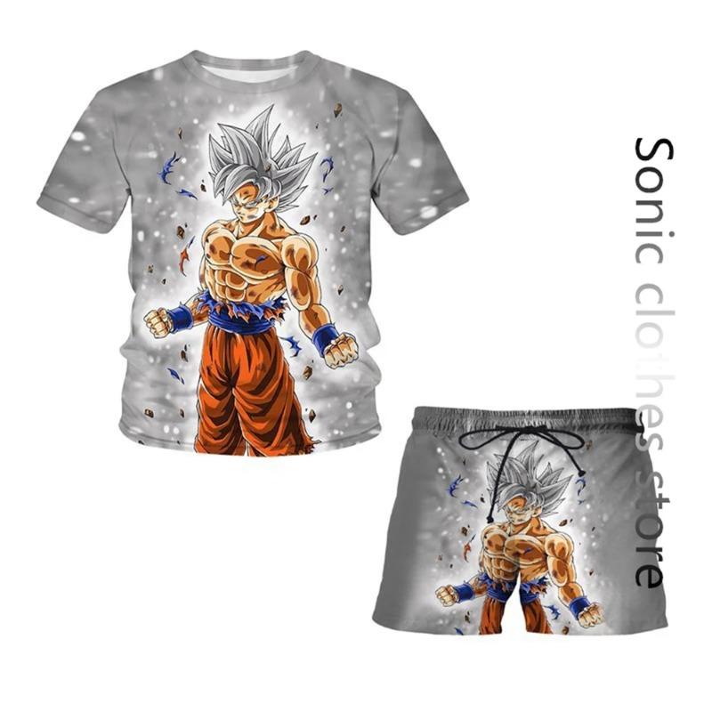 

Модный комплект футболок Dragon Ball Z для детей, одежда для мальчиков и девочек, мужская и женская футболка, костюм для грузовика, одежда 3d Goku с коротким рукавом 100