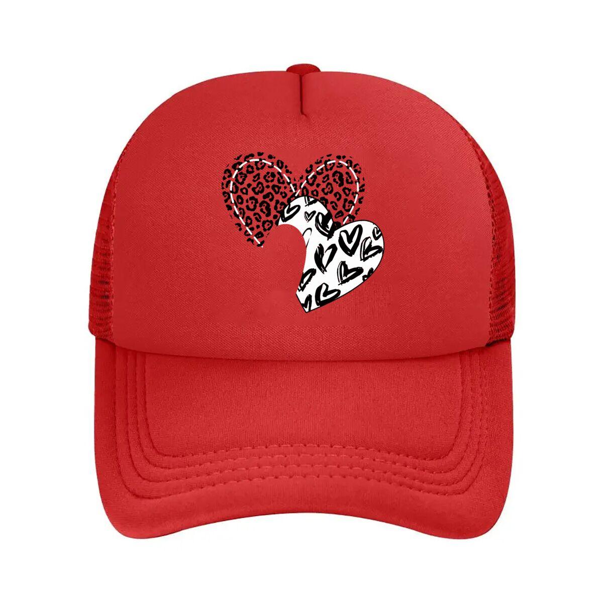 Black White Doodle Heart Wall Art Decor Mesh Baseball Cap Hip Hop Adjustable