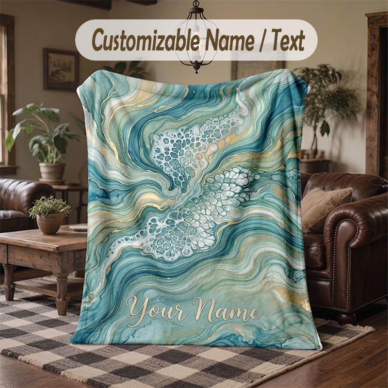 Mandala Theme Throw Blanket Custom Name Text Personalized Blanket Soft Cozy Blanket for Home Sofa Bed