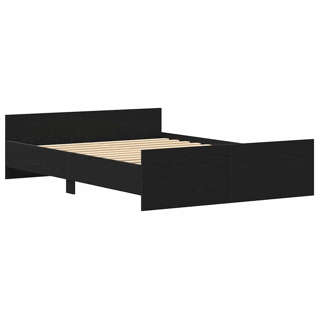Bed Frame without Mattress Black Oak Effect 140 x 190 cm