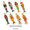 Luxury Enamel Koi Fish Pendant Necklace with Movable Stainless Steel Accents