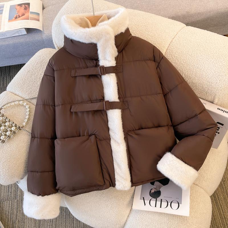 Winterjacken für Damen, kurze Parkas, modisch, locker, dick, warm, Oberbekleidung