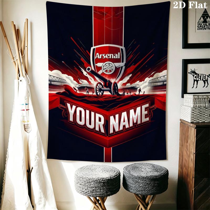 Custom Name Arsenal Fan Artwork Wall Tapestry Aesthetic Wall Hanging Printed Fabric Blanket Decorative Tapestries for Bedroom Living Room Home Decor