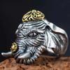 Adjustable Open Ring Men Women Vintage Elephant Motif Geometric Plated Statement