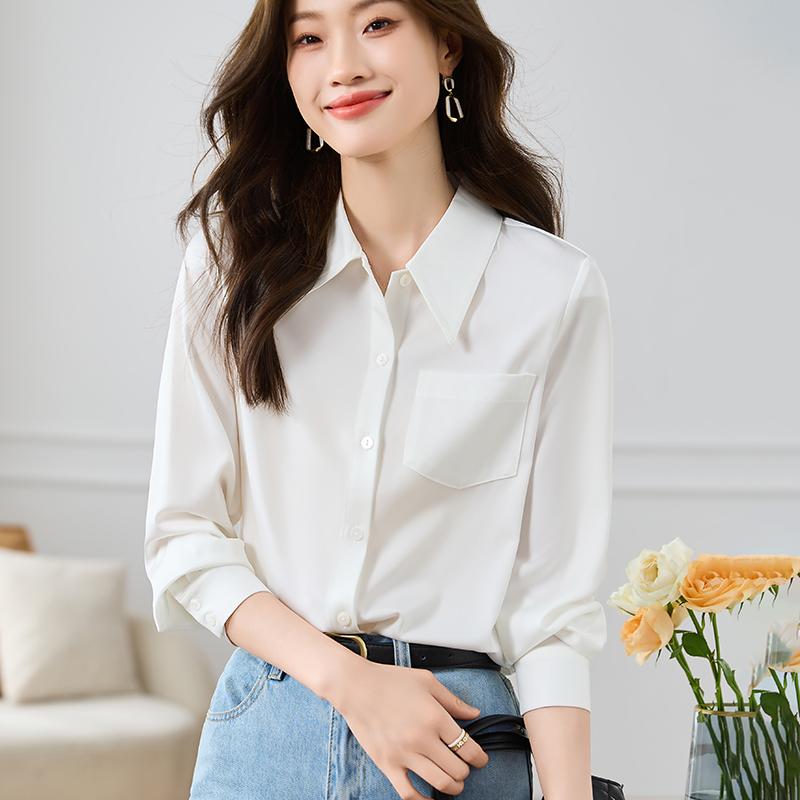 Women Blouses Shirts 2025 Spring Long Sleeve Women Blouse Shirt Turn Down Collar White Chiffon Blouse Shirt Women Tops J829