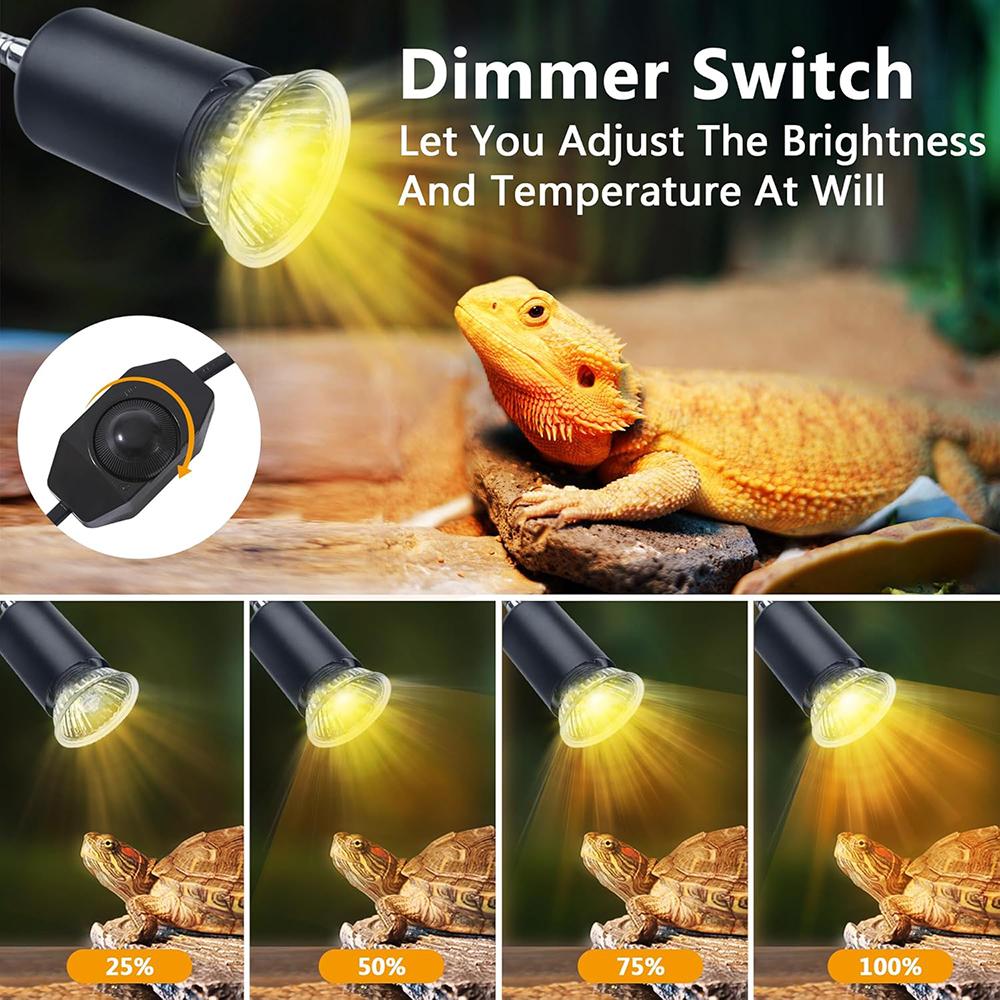 50W UVA UVB Reptile Heat Lamp Simulated Sunlight Dimmable Heating Lamp For Turtle Lizard Snake Beared Dragon Amphibians