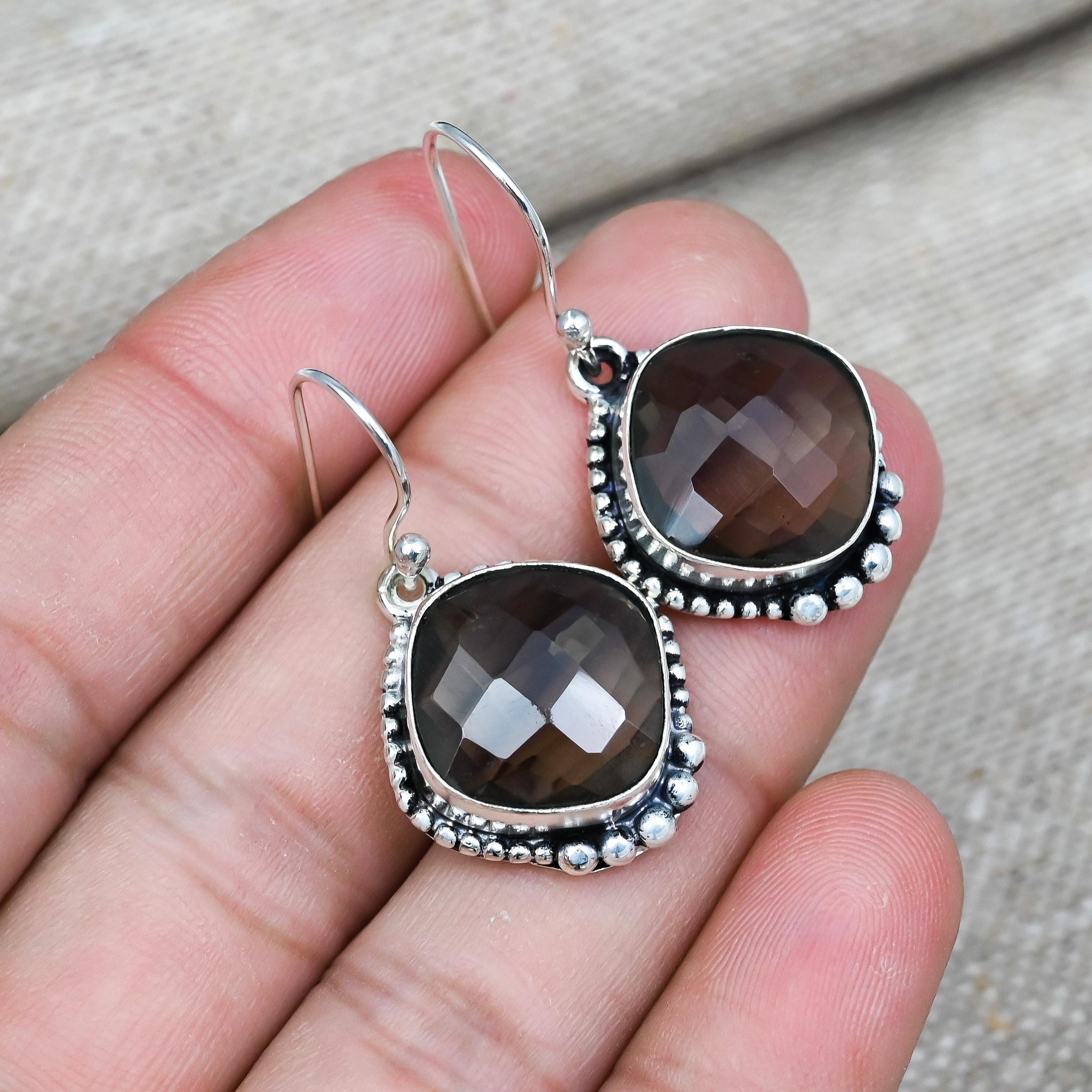Smoky Topaz Gemstone Jewelry Handmade 925