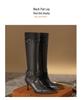 Women's Pointed Toe Denim Long Boots - Versatile Autumn/Winter 2024 European & American Style High Tube Street Boots