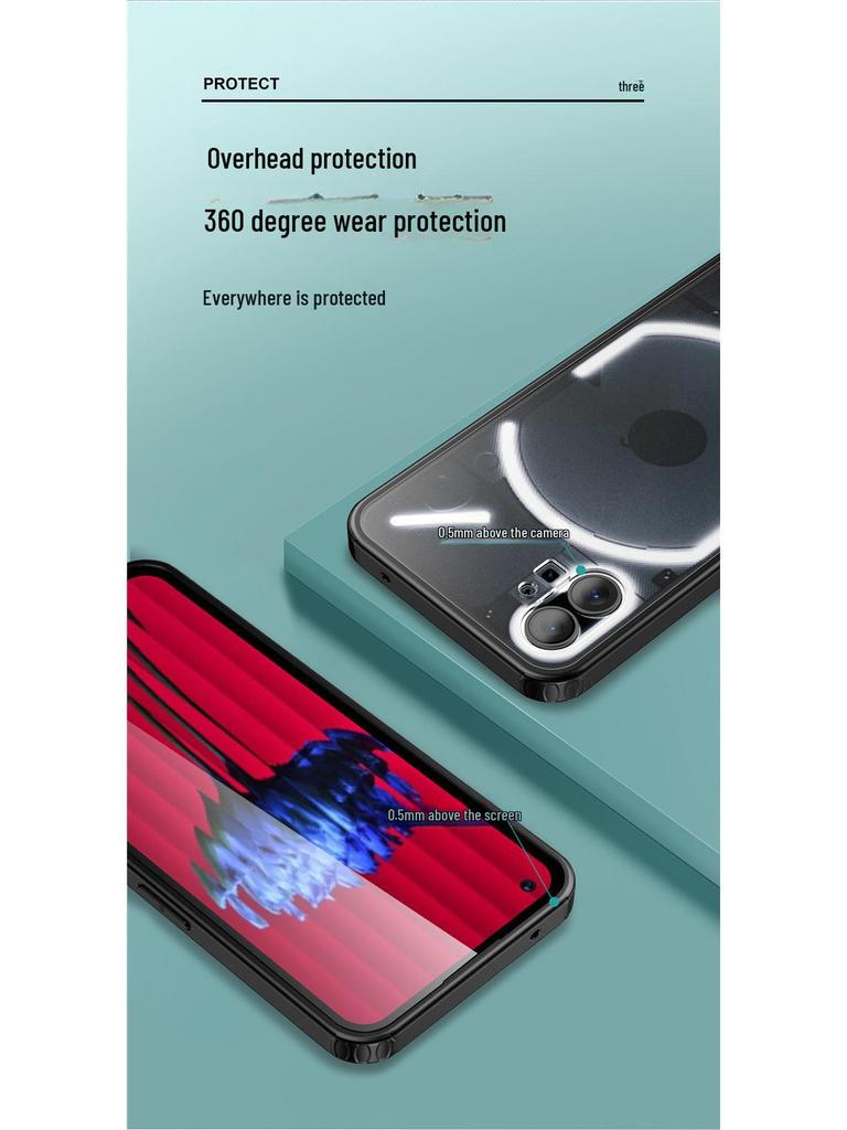 Husă blindată semi-transparentă mată pentru Nothing Phone 2 cu margini moi