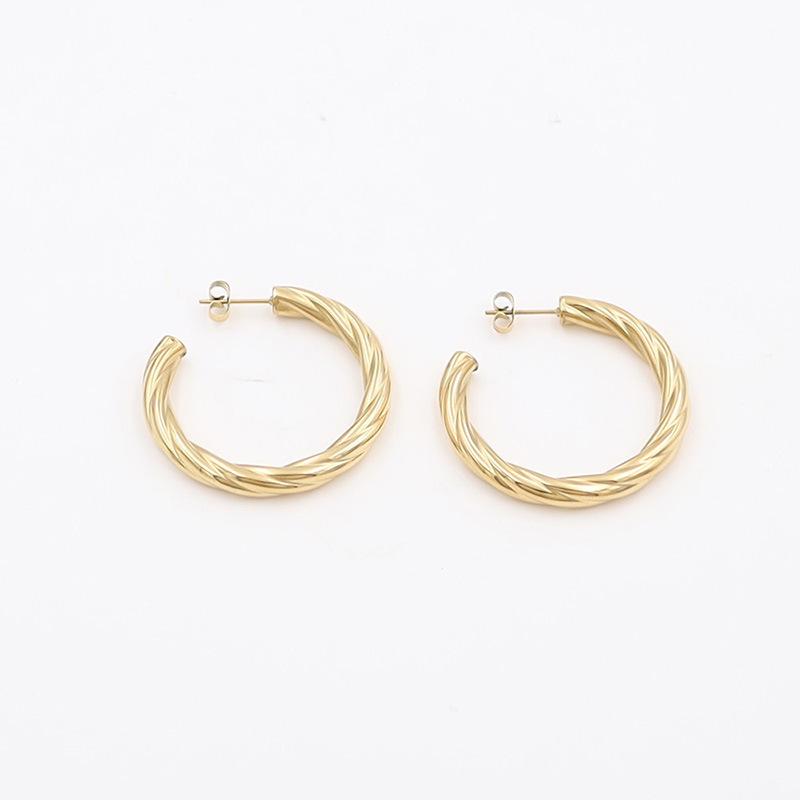 Stylish And Simple Titanium Steel Twist Earrings Women'S Niche Light Luxury C Titanium Steel Earrings Do Not Fade