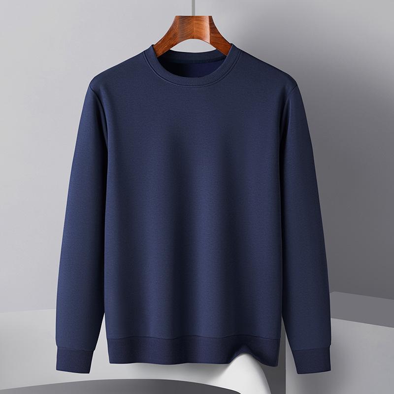 Men s Trendy Long Sleeve Crew Neck Sweatshirt - Casual, Thickened White, Warm for Autumn/Winter XL