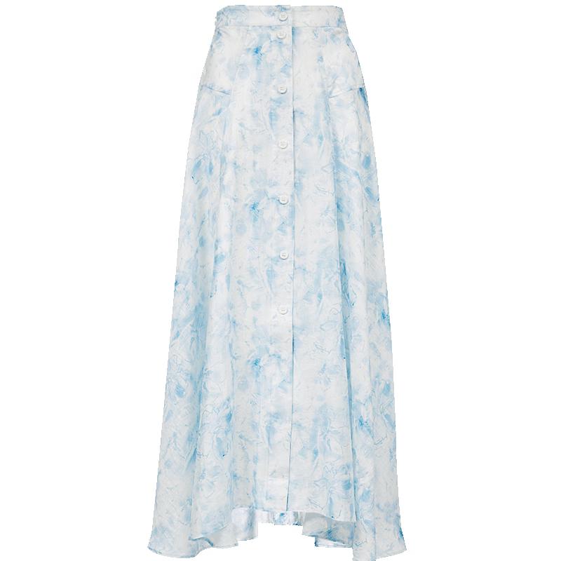 ONLY 2025 Summer High-Waist Printed A-Line Mid-Length Skirt M