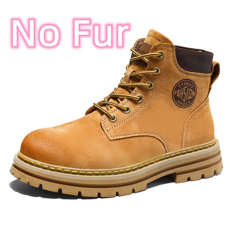 Fashion Lace-Up Men Winter Plush Snow Boots New Stylish Male Shoes High Quality Men's Low Top Boots Leather for Men Motorcycle Boots