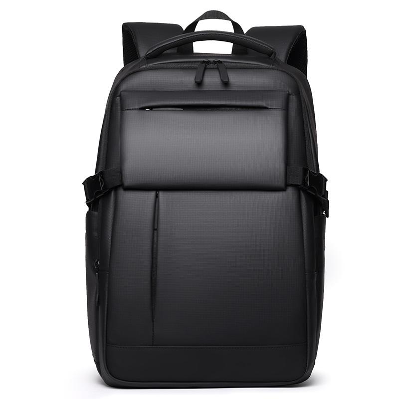 

Simple Leather Men s Backpack for Business Convenient Commuting Water-proof Student Computer Bag чёрный