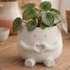 Ceramic Succulent Planter Pot with Cute Smiling Face Design Creative Desktop Decoration Small Flowerpot for Indoor Plants and Office Desk Use